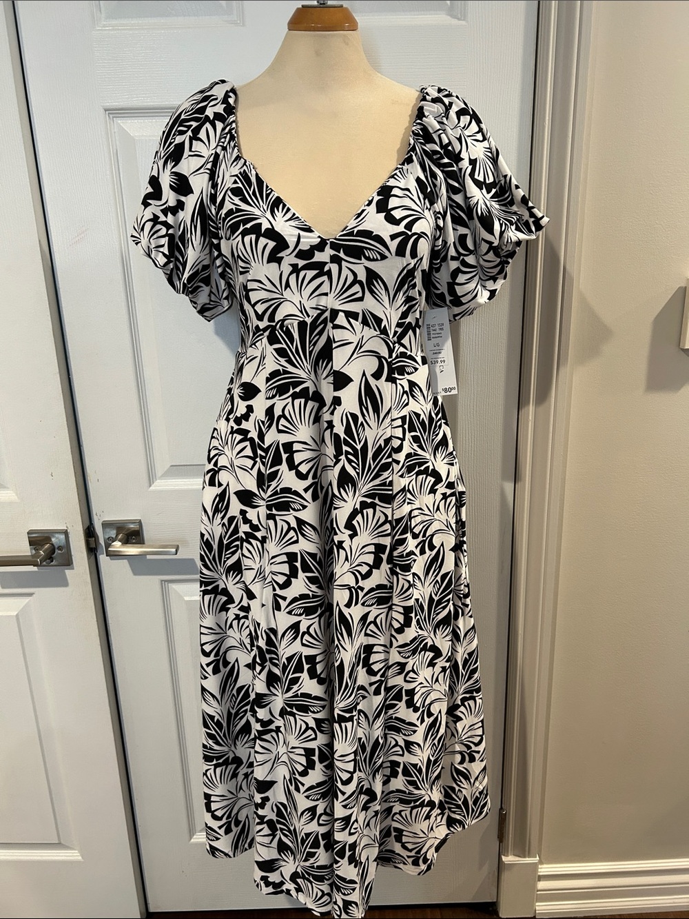 Cotton On Black & White Floral Midi Dress